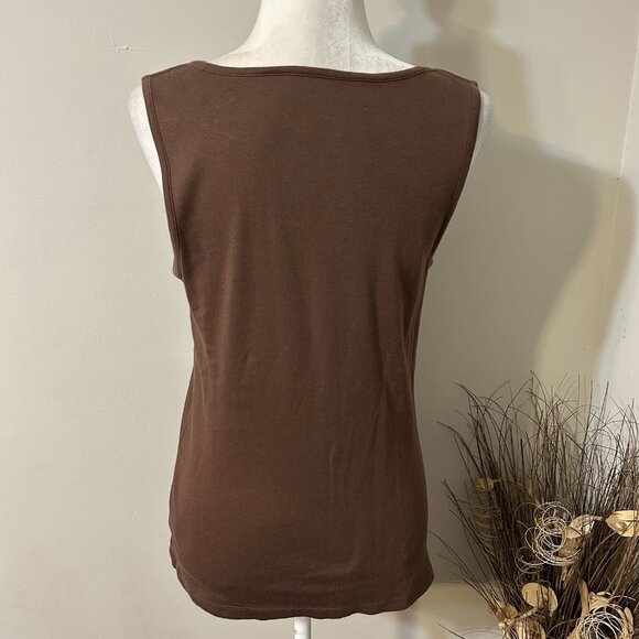 Westbound Woman  Sleeveless Brown Tank Top 100% Cotton Round Neck Sz M - Picture 2 of 5